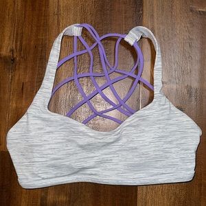 GRAY/LILAC LULULEMON FREE TO BE SPORTS BRA